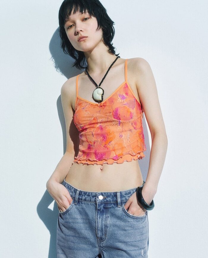 Women's two-piece crop top with ruffles