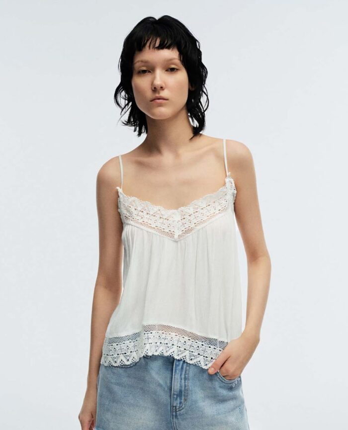 Women's V-neck lace top
