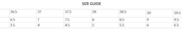 Women's shoe size guide